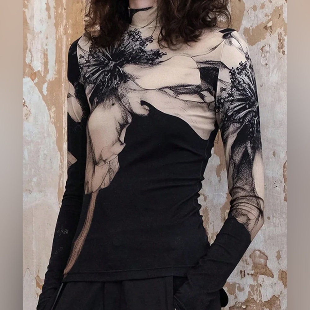 Mock-Neck Tie Dye Printed Shirt